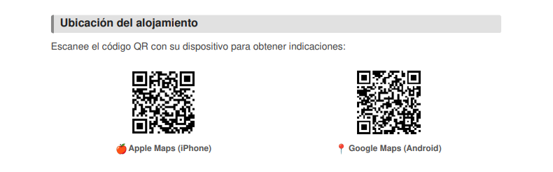 Códigos QR de navegación GPS para iPhone y Android